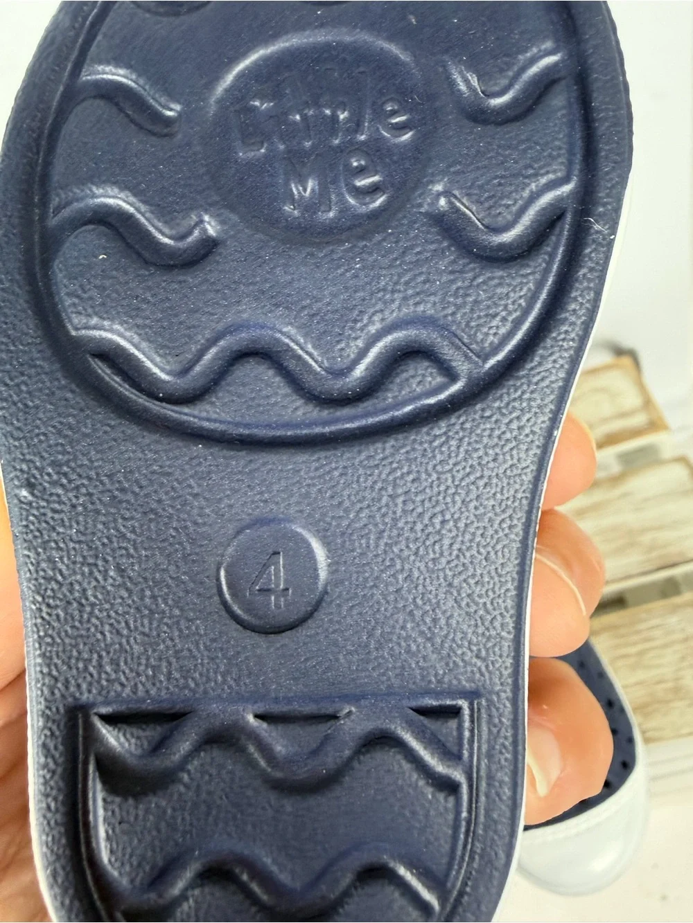 Little Me unisex navy blue & white slip on water shoes size 4